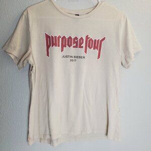 Justin Bieber Purpose Tour 2017 H&M Divide T-shirt Tee Beige Size M